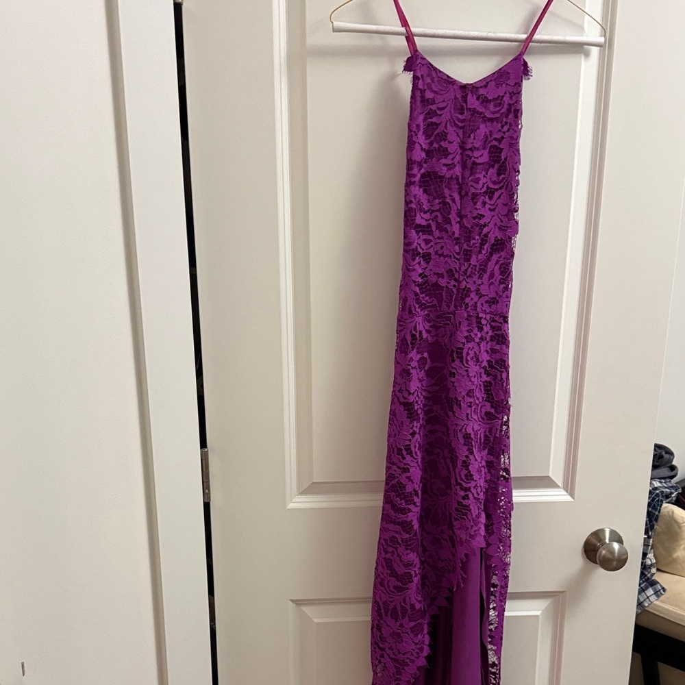 For Love And Lemons Vibrant Purple Lace High-Low Dress